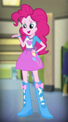 Size: 2394x4257 | Tagged: safe, artist:invisibleink, artist:qbert2kcat, edit, pinkie pie, human, equestria girls, g4, canterlot high, female, low quality, solo