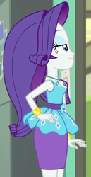 Size: 514x999 | Tagged: safe, screencap, rarity, human, equestria girls, equestria girls specials, g4, my little pony equestria girls: better together, my little pony equestria girls: forgotten friendship, cropped, episode needed, eyebrows, eyeshadow, female, hand on hip, lidded eyes, makeup, rarity peplum dress, sexy, smiling, solo