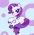 Size: 1536x1609 | Tagged: safe, artist:doodlesinky, rarity, pony, unicorn, g4, abstract background, adversarial noise, blaze (coat marking), butt, coat markings, eyeshadow, facial markings, female, full body, horn, looking at you, lying down, makeup, signature, smiling, smiling at you, solo, unshorn fetlocks