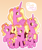 Size: 1524x1816 | Tagged: safe, artist:chalk_note, luster dawn, alicorn, pony, unicorn, g4, alicornified, baby luster dawn, female, filly, filly luster dawn, foal, gradient background, grin, horn, looking at each other, looking at someone, lotster dawn, lustercorn, mare, multeity, older luster dawn, open mouth, open smile, race swap, raised hoof, self paradox, self ponidox, signature, sitting, smiling, smiling at each other, solo, standing, time paradox