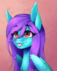 Size: 2438x3000 | Tagged: safe, artist:ermy-poo, oc, oc only, oc:swing time, pegasus, :p, commissioner:dhs, gradient background, solo, tongue out