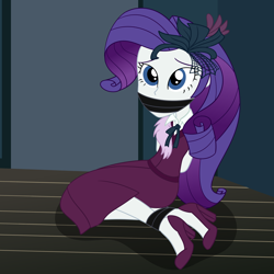 Size: 2000x2000 | Tagged: safe, artist:nie-martw-sie-o-mnie, part of a set, rarity, human, equestria girls, g4, rarity investigates, bondage, bound and gagged, female, femsub, gag, hands behind back, high heels, looking at you, rarisub, shoes, show accurate, sitting, solo, submissive, tape, tape bondage, tape gag