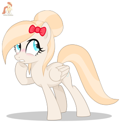 Size: 3500x3500 | Tagged: safe, artist:r4hucksake, oc, oc only, oc:gale force, pegasus, pony, blushing, bow, female, mare, simple background, solo, transparent background, unsure