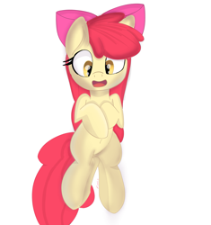 Size: 1883x2000 | Tagged: safe, artist:psychotix, apple bloom, earth pony, pony, g4, apple bloom's bow, belly, belly button, bow, female, filly, foal, hair bow, happy, human shoulders, open mouth, simple background, solo, white background