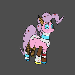 Size: 1200x1200 | Tagged: safe, alternate version, artist:ponie pie, pinkie pie, candy pony, food pony, original species, fanfic:something sweet to bite, g4, cute, female, gray background, simple background, solo, species swap