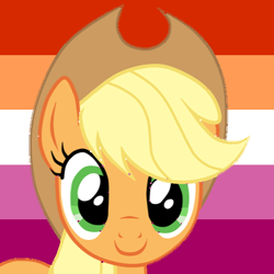 Size: 512x512 | Tagged: safe, applejack, g4, free to use, lesbian pride flag, pride, pride flag, pride month, profile picture, solo