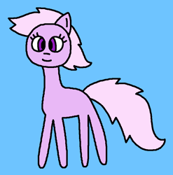 Size: 779x788 | Tagged: safe, artist:the-rainbow-nigga420, lickety-split, earth pony, pony, g1, g4, 1000 hours in ms paint, blue background, closed mouth, cute, female, g1 licketybetes, g1 to g4, generation leap, low effort, mare, ms paint, paint.net, simple background, smiling, solo