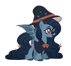 Size: 2000x1879 | Tagged: safe, artist:octoberumn, oc, oc only, oc:gloomy autumn, bat pony, pony, g4, bat pony oc, blue coat, blue eyeshadow, blue hooves, blue mane, blue tail, colored ear tufts, colored hooves, colored wings, ear tufts, eyeshadow, female, fetlock tuft, gradient eyes, gradient mane, gradient tail, hat, hooves, impossibly long mane, impossibly long tail, leaves in tail, long mane, makeup, mare, mushroom hat, neck bow, open mouth, open smile, shawl, shiny hooves, simple background, slit pupils, smiling, solo, spread wings, stick in mane, stick in tail, tail, transparent background, two toned wings, wavy mane, wavy tail, wings, witch hat