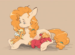 Size: 5995x4383 | Tagged: safe, artist:chub-wub, applejack, big macintosh, pear butter, earth pony, pony, g4, absurd resolution, baby, baby bottle, babyjack, colt, colt big macintosh, cute, drink, drinking, eyes closed, female, filly, filly applejack, floppy ears, foal, hoof hold, implied apple bloom, jackabetes, lidded eyes, lying down, macabetes, male, mare, mother and child, mother and daughter, mother and son, pregnant, prone, requested art, siblings, simple background, sleeping, smiling, trio, younger