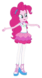 Size: 368x677 | Tagged: safe, artist:blockslikepl, edit, edited screencap, screencap, pinkie pie, human, equestria girls, g4, background removed, clothes, female, low quality, not a vector, rah rah skirt, simple background, skirt, slender, solo, spread arms, tank top, thin, transparent background