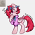 Size: 4096x4096 | Tagged: safe, artist:metaruscarlet, oc, oc only, oc:metaru scarlet, pegasus, pony, blushing, clothes, flower, flower in hair, folded wings, gray background, heart, heart eyes, hoof on cheek, pegasus oc, ponysona, redraw, simple background, solo, teeth, wingding eyes, wings