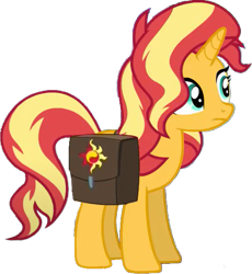 Size: 517x562 | Tagged: safe, edit, edited screencap, editor:pascalmulokozi2, screencap, sunset shimmer, pony, unicorn, g4, background removed, bag, female, horn, saddle bag, simple background, solo, transparent background