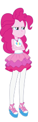 Size: 468x1492 | Tagged: safe, artist:blockslikepl, edit, edited screencap, screencap, pinkie pie, human, equestria girls, g4, background removed, clothes, female, not a vector, platform shoes, rah rah skirt, simple background, skirt, slender, solo, standing, tank top, thin, transparent background, vector