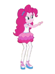 Size: 958x1280 | Tagged: safe, artist:blockslikepl, edit, edited screencap, screencap, pinkie pie, human, equestria girls, g4, background removed, clothes, female, low quality, needs more jpeg, not a vector, platform shoes, rah rah skirt, simple background, skirt, slender, solo, standing, tank top, thin, transparent background