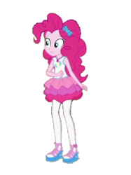 Size: 1118x1492 | Tagged: safe, artist:blockslikepl, edit, edited screencap, screencap, pinkie pie, human, equestria girls, g4, background removed, clothes, female, low quality, needs more jpeg, not a vector, platform shoes, rah rah skirt, simple background, skirt, slender, solo, standing, tank top, thin, transparent background