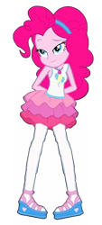 Size: 612x1354 | Tagged: safe, artist:blockslikepl, edit, edited screencap, screencap, pinkie pie, human, equestria girls, g4, background removed, clothes, female, not a vector, platform shoes, rah rah skirt, simple background, skirt, slender, solo, standing, tank top, thin, transparent background