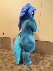 Size: 1536x2048 | Tagged: oc name needed, safe, artist:oshihidra, oc, oc only, earth pony, bipedal, butt, fursuit, indoors, irl, large butt, massive, photo, plot, ponysuit, rear view, seams, solo, thighs, thunder thighs, wide hips