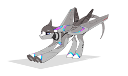 Size: 2800x1660 | Tagged: safe, artist:xn-d, oc, oc only, oc:spiral light, original species, plane pony, pony, androgynous, collar, iwtcird, plane, simple background, sleepy, solo, stretching, white background