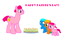 Size: 3028x1832 | Tagged: safe, artist:memeartboi, earth pony, pegasus, pony, g4, anais watterson, brother and sister, brothers, clothes, colt, cupcake, cute, daisy the donkey, darwin watterson, doll, emotional, family, father, father and child, father and daughter, father and son, father's day, female, filly, foal, food, group, gumball watterson, happy, heartwarming, male, parent, plate, ponified, richard watterson, siblings, simple background, socks, the amazing world of gumball, toy, trio, white background