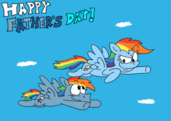 Size: 3179x2257 | Tagged: safe, artist:dragonboi471, artist:rainbowdashsmailbag, rainbow blaze, rainbow dash, pegasus, pony, g4, backwards cutie mark, father and child, father and daughter, father's day, female, male