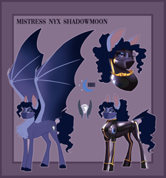 Size: 3456x3706 | Tagged: safe, artist:parrpitched, oc, oc:nyx shadowmoon, bat pony, alternate universe, bat pony oc, bust, clothes, fireheart76's latex suit design, gloves, latex, latex gloves, latex suit, prisoners of the moon, reference sheet, rubber, rubber boots, rubber suit