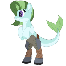 Size: 2500x2500 | Tagged: safe, artist:ponkus, oc, oc only, oc:sea legs, pony, seapony (g4), female, fish tail, flowing mane, flowing tail, mare, prosthetics, simple background, smiling, solo, tail, transparent background