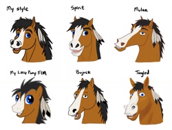 Size: 1280x975 | Tagged: safe, artist:zafuyu, oc, oc only, oc:issuba, earth pony, horse, pony, g4, blaze (coat marking), bojack horseman, coat markings, disney, dreamworks, facial markings, feather, horse oc, male, mulan, non-mlp oc, open mouth, open smile, ponified, show accurate, simple background, smiling, spirit: stallion of the cimarron, stallion, style emulation, tangled (disney), white background