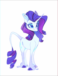 Size: 1307x1712 | Tagged: safe, artist:rr29578979, rarity, classical unicorn, pony, unicorn, g4, blushing, cloven hooves, coat markings, colored eyelashes, colored pinnae, eyeshadow, facial markings, female, horn, leonine tail, long feather, long fetlocks, makeup, mare, purple eyelashes, simple background, slender, solo, standing, star (coat marking), tail, thin, unshorn fetlocks, white background
