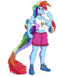 Size: 1000x1350 | Tagged: safe, artist:banco, rainbow dash, dinosaur, velociraptor, anthro, g4, crossover, dinosaurified, female, simple background, snoot game, solo, species swap, transparent background