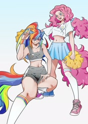 Size: 2150x3035 | Tagged: safe, artist:xiaopihai019, pinkie pie, rainbow dash, human, g4, duo, duo female, female, gradient background, humanized