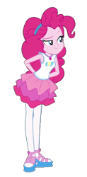 Size: 308x625 | Tagged: safe, artist:blockslikepl, edit, edited screencap, screencap, pinkie pie, human, equestria girls, g4, background removed, clothes, female, hand behind back, not a vector, rah rah skirt, simple background, skirt, solo, transparent background