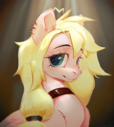 Size: 1895x2114 | Tagged: safe, artist:rvsd, oc, oc only, pegasus, pony, bust, choker, commission, crepuscular rays, ear piercing, earring, female, hair tie, jewelry, looking at you, mare, piercing, solo