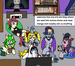 Size: 1213x1079 | Tagged: safe, artist:ask-luciavampire, oc, demon, demon pony, earth pony, pegasus, pony, undead, vampire, vampony, anime, ask, manga, tumblr