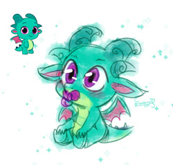 Size: 846x806 | Tagged: safe, artist:soniana_draws, sparky sparkeroni, dragon, g5, baby, baby dragon, cute, doodle, freckles, male, pacifier, solo, sparkybetes, spread wings, wings