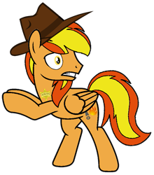 Size: 723x821 | Tagged: safe, artist:noi kincade, oc, oc only, oc:firey ratchet, pegasus, badge, detective, fedora, hat, male, simple background, solo, transparent background