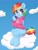 Size: 2002x2608 | Tagged: safe, artist:yelowcrom, rainbow dash, pegasus, pony, semi-anthro, g4, best pony, clothes, cloud, cute, dashabetes, female, folded wings, grin, hoodie, looking away, mare, on a cloud, sitting, sitting on a cloud, smiling, solo, wings