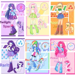 Size: 4096x4096 | Tagged: safe, artist:choubuchugouwantouzhenbugaiming, applejack, fluttershy, pinkie pie, rainbow dash, rarity, twilight sparkle, alicorn, earth pony, human, pegasus, pony, unicorn, equestria girls, g4, horn, humane five, humane six, mane six, twilight sparkle (alicorn)