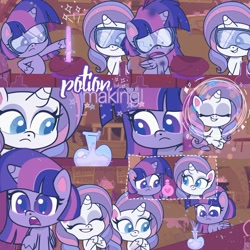 Size: 1080x1080 | Tagged: safe, edit, edited screencap, screencap, potion nova, twilight sparkle, alicorn, pony, unicorn, all that jitters, g4, g4.5, my little pony: pony life, duo, duo female, female, horn, mare, potion, twilight sparkle (alicorn)