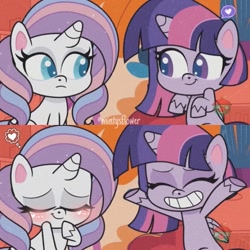 Size: 1080x1080 | Tagged: safe, edit, edited screencap, screencap, potion nova, twilight sparkle, alicorn, pony, unicorn, all that jitters, g4, g4.5, my little pony: pony life, duo, duo female, female, horn, twilight sparkle (alicorn)