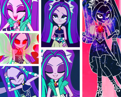 Size: 400x320 | Tagged: safe, edit, edited screencap, screencap, aria blaze, equestria girls, g4, my little pony equestria girls: rainbow rocks, bare shoulders, collage, female, gem, siren gem