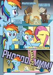Size: 1920x2715 | Tagged: safe, artist:alexdti, artist:v-nico, dumbbell, fluttershy, hoops, rainbow dash, pegasus, pony, comic:how we met, g4, comic, dialogue, female, filly, filly rainbow dash, rainbow dash is best facemaker, speech bubble, younger