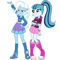 Size: 1080x1080 | Tagged: safe, editor:cutler1228, sonata dusk, trixie, equestria girls, g4, duo, duo female, female, simple background, transparent background, vector