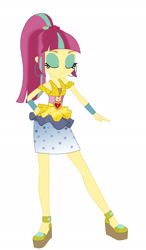 Size: 1600x2732 | Tagged: safe, artist:lobo299, sour sweet, human, equestria girls, equestria girls specials, g4, my little pony equestria girls: dance magic, clothes, disco dress, eyes closed, female, high heels, shoes, simple background, skirt, solo, white background