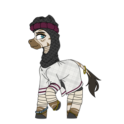 Size: 2000x2000 | Tagged: safe, artist:coatieyay, oc, oc only, oc:mazzal, zebra, bracelet, clothes, jewelry, simple background, solo, transparent background