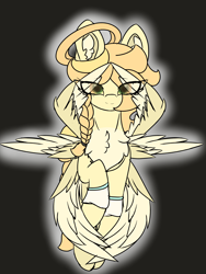 Size: 3072x4096 | Tagged: safe, artist:sodapop sprays, oc, oc only, oc:sonata sprays, angel, pony, seraph, black background, broken halo, chest fluff, ear fluff, eye clipping through hair, female, freckles, halo, looking at you, mother, multiple wings, rough sketch, simple background, solo, wings