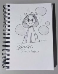 Size: 2450x3126 | Tagged: safe, artist:zamiración, oc, oc only, oc:griselda gedeón, earth pony, cute, pencil drawing, photo, solo, traditional art