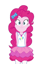 Size: 768x1080 | Tagged: safe, artist:blockslikepl, edit, edited screencap, screencap, pinkie pie, human, equestria girls, g4, background removed, clothes, female, looking at you, not a vector, rah rah skirt, simple background, skirt, smiling, solo, transparent background