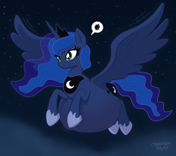 Size: 2828x2515 | Tagged: safe, artist:thenypod4, princess luna, g4, abdominal bulge, belly, disgruntled, flying, hyper, hyper belly, hyper pregnancy, impossibly large belly, kicking, pregluna, pregnant, round belly, starry background, stretched skin