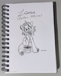 Size: 2298x2843 | Tagged: safe, artist:zamiración, oc, oc only, oc:ester mitre, unicorn, :o, cute, horn, open mouth, pencil drawing, photo, solo, traditional art