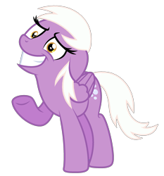 Size: 2053x2201 | Tagged: safe, artist:feather_bloom, artist:moonlightthegriffon, grape soda, pegasus, pony, g4, background pony, base used, base:feather bloom, female, forced smile, grin, mare, raised hoof, simple background, smiling, solo, transparent background, underhoof